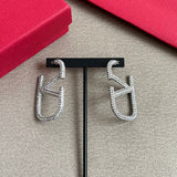 18K Vlogo Diamond Earrings