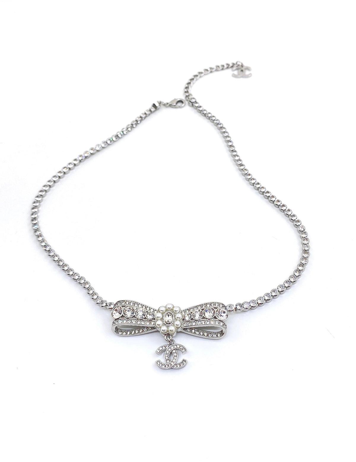 18K CC Diamonds Bow Tie Necklace