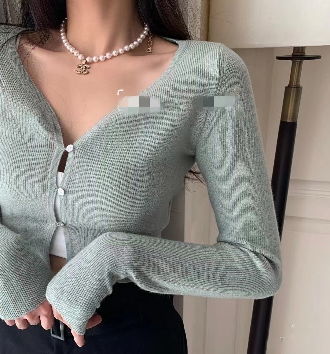 18K CC Pearl Chain Necklace