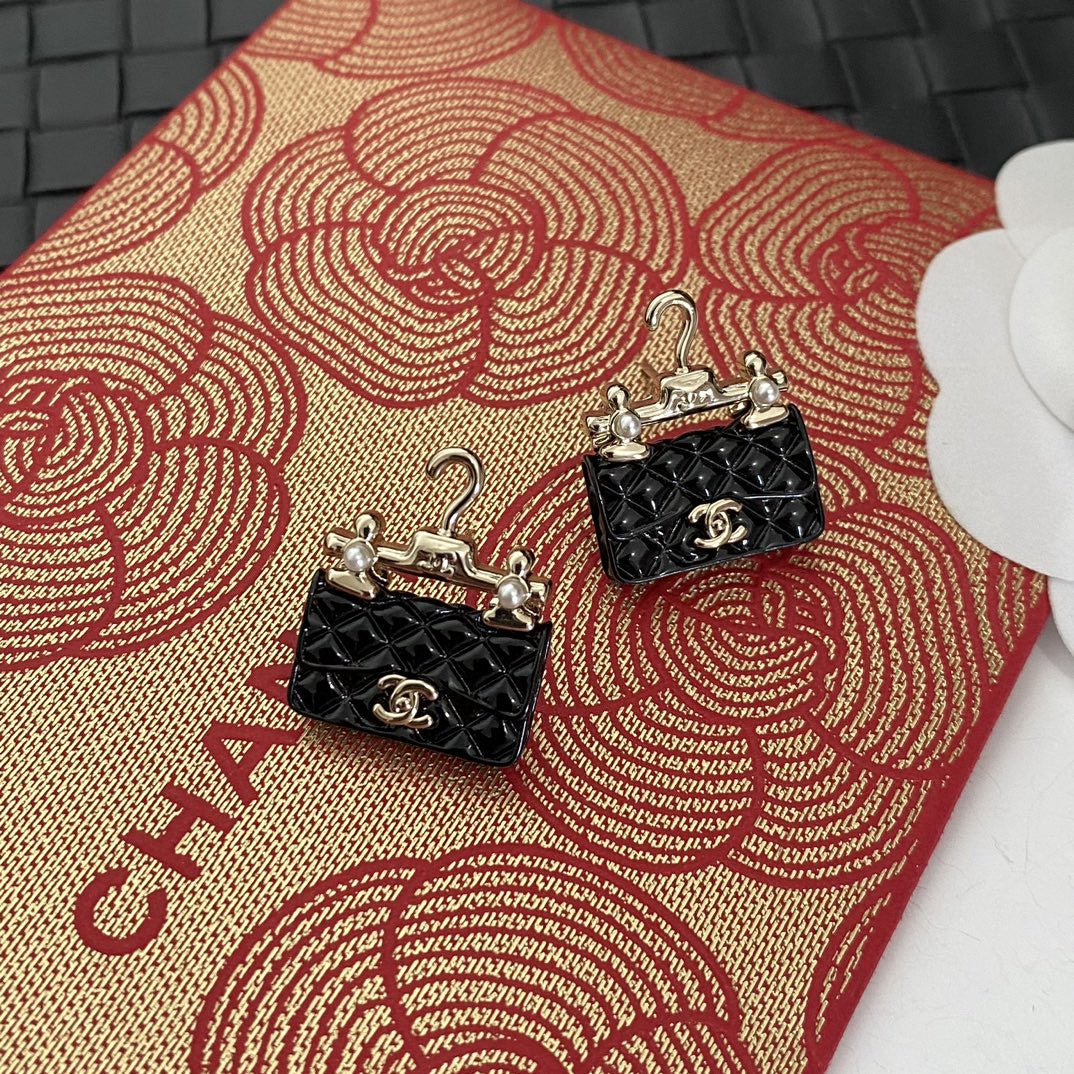 18K CC Classic Bag Pendant Earrings