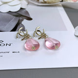 18K CC 26C Pink Crystal Gold Earrings