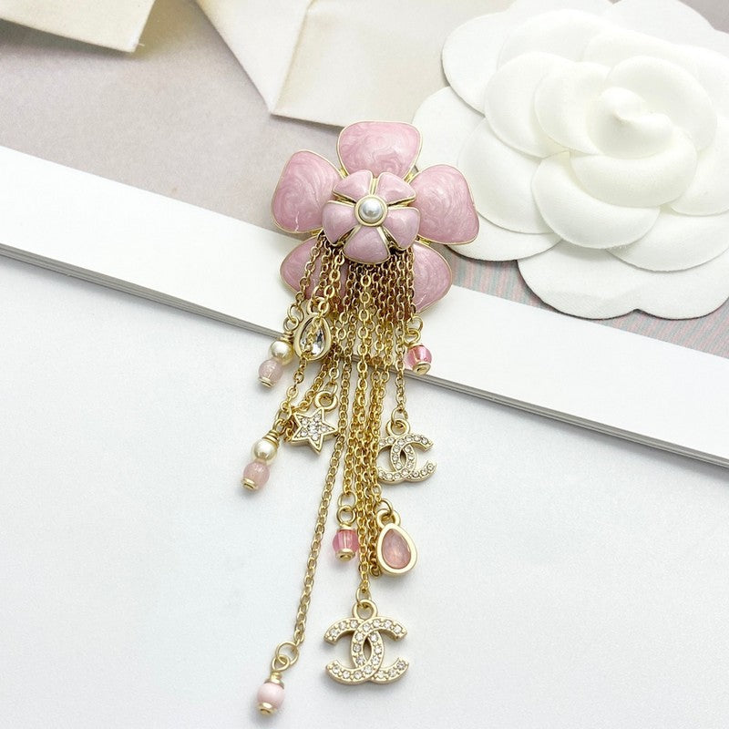 18K CC Camellia Tassel Brooch