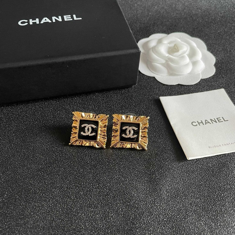 18K CC Black Gold Earrings