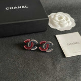 18K CC Red & Blue Crystal Earrings