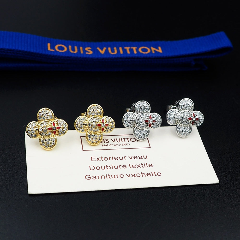 18K Louis Vivienne Diamond Earrings