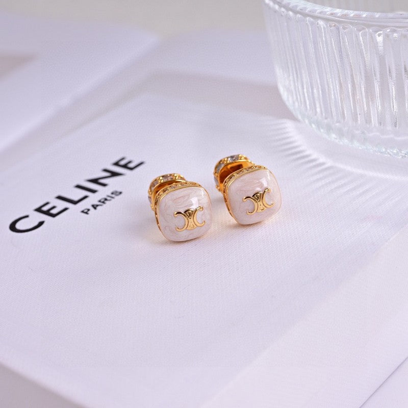 18K CE Color Square Earrings