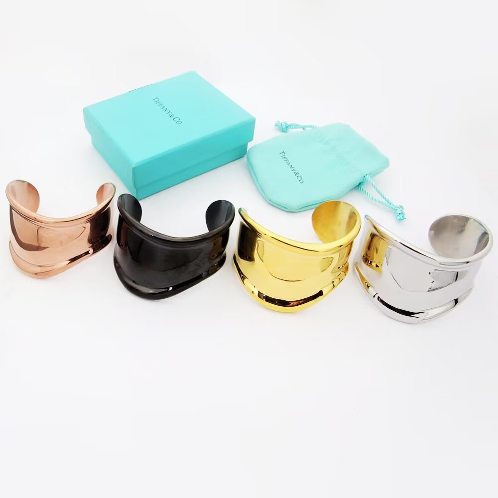 18K T Elsa Peretti Small Bone Cuff Black Bracelet