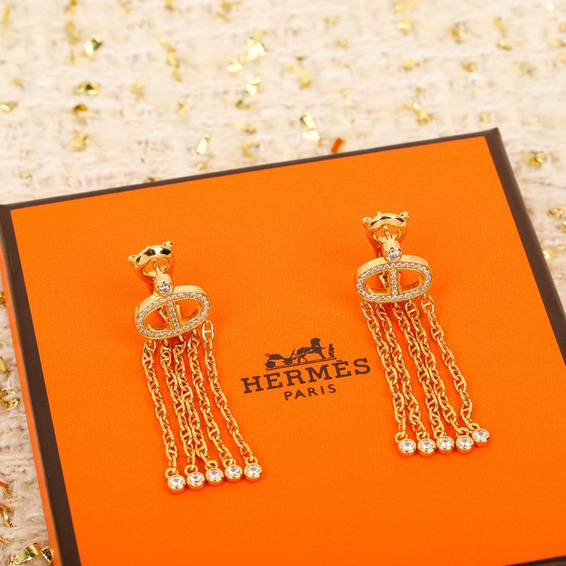 18K Farandole Diamond H Tassel Earrings