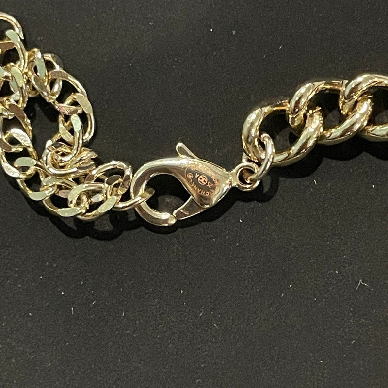 18K CC Black Leather Gold Lock Necklace