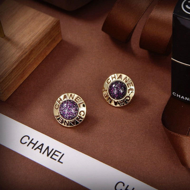 18K CC Purple Gold Earrings