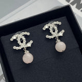 18K CC 25P Pink Pearl Gold Earrings
