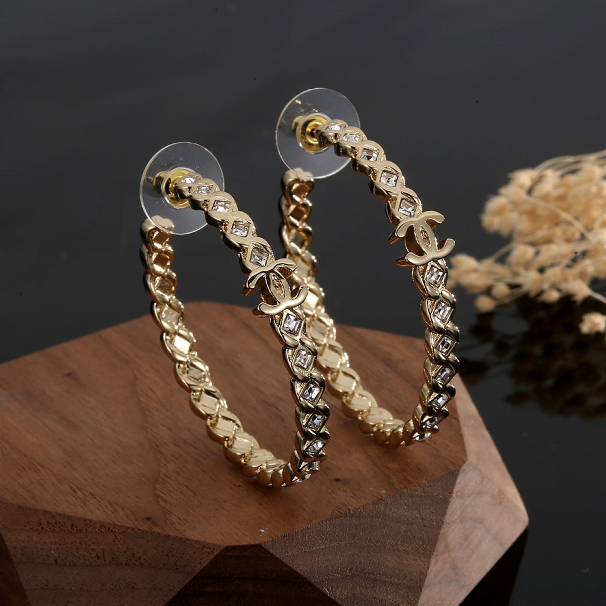 18K CC Crystal Earrings