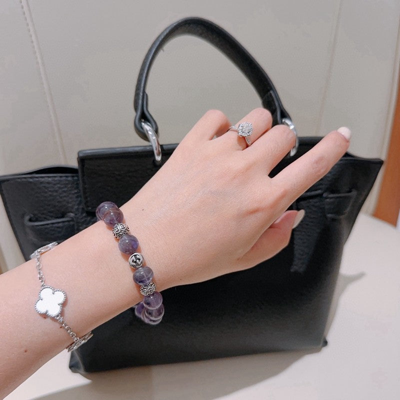 18K GG Anger Forest Purple Bead Chain Bracelet