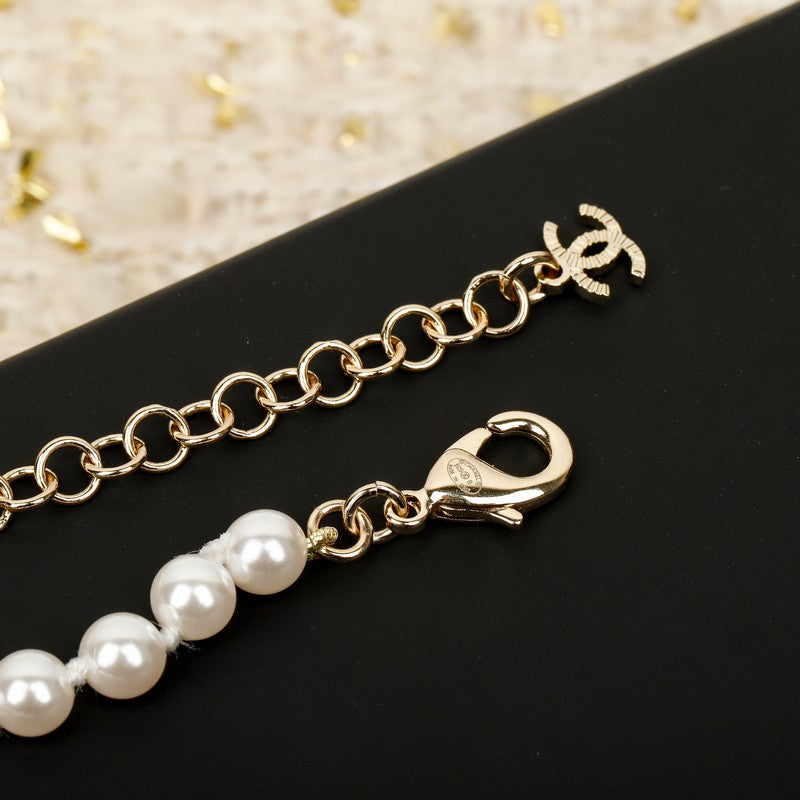18K CC 25B Pearl Chain Necklace