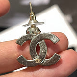18K CC Blue Diamond Pendant Gold Earrings