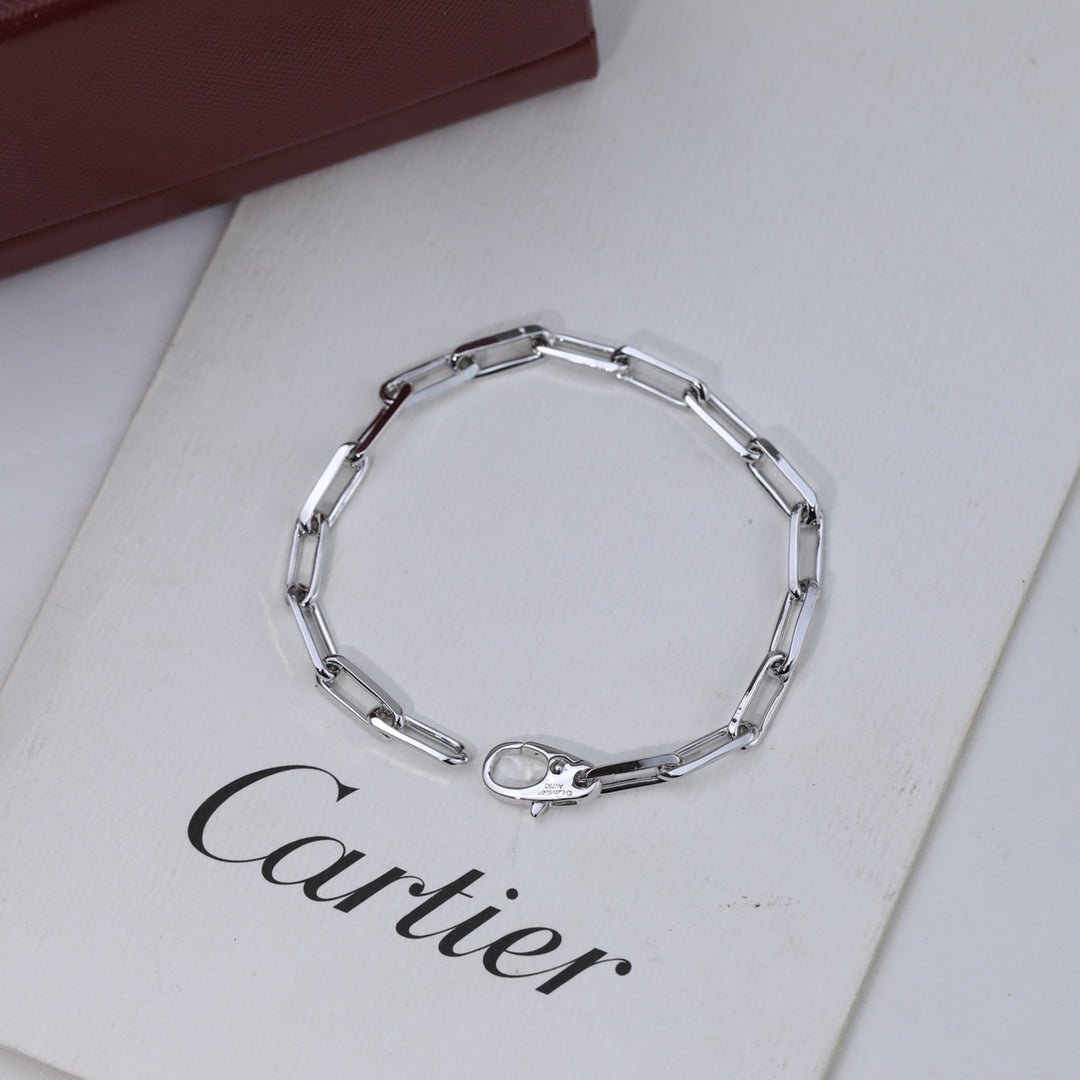 Silver bracelet on a Cartier branded box
