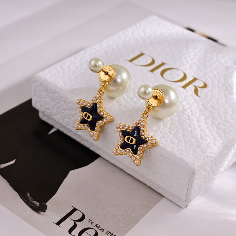 18K CD Tribales Star Pearl Earrings