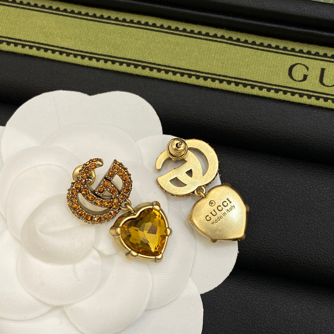 18K GG Yellow Crystal Earrings
