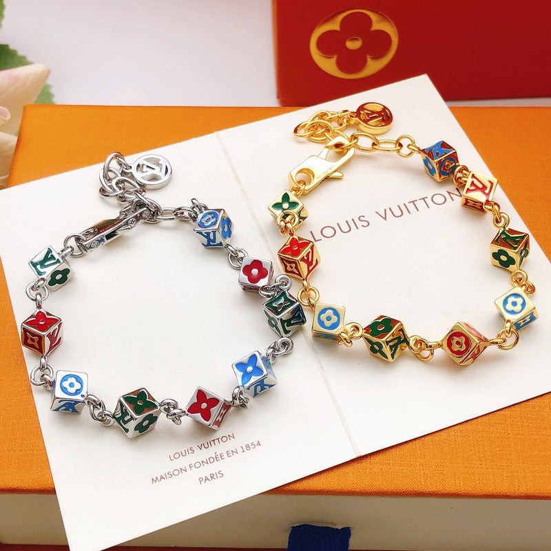 18K Louis Color Dice Gold Bracelet