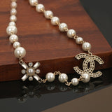 18K CC Flower Pearls Necklace