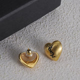 18K Saint Heart Gold Earrings