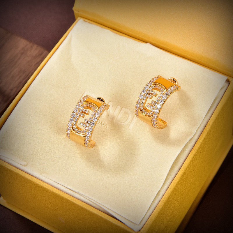 18K F OLock Earrings