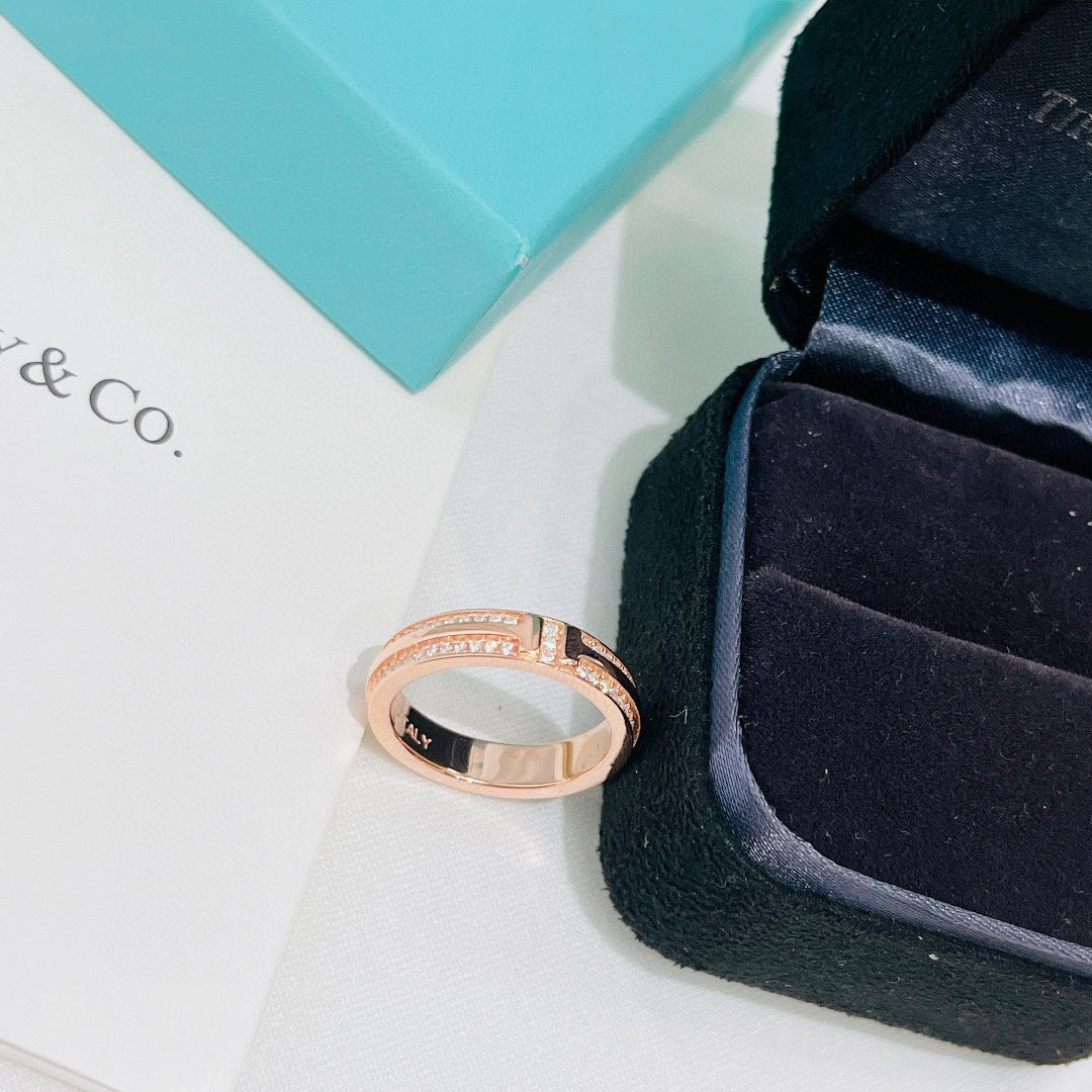 18K T Narrow Pave Diamond Ring