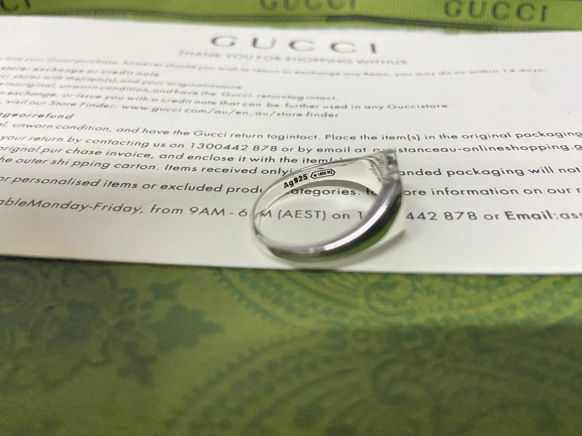 GG Interlocking G Blue Enamel Heart Ring
