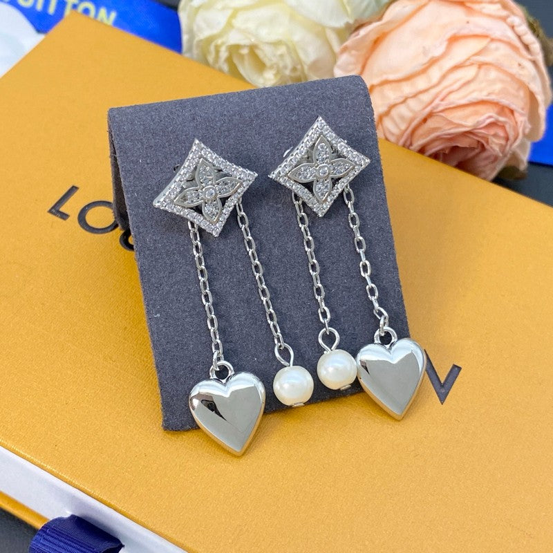 18K Louis Pearl Diamond Drop Earrings