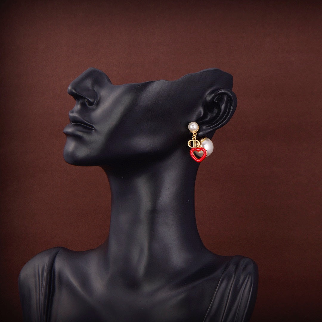 18K CD Heart Valentine Earrings