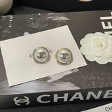 18K CC Round Gold Earrings