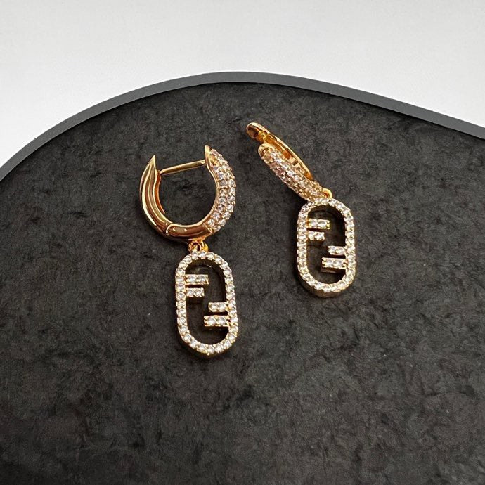 18K F OLock Earrings