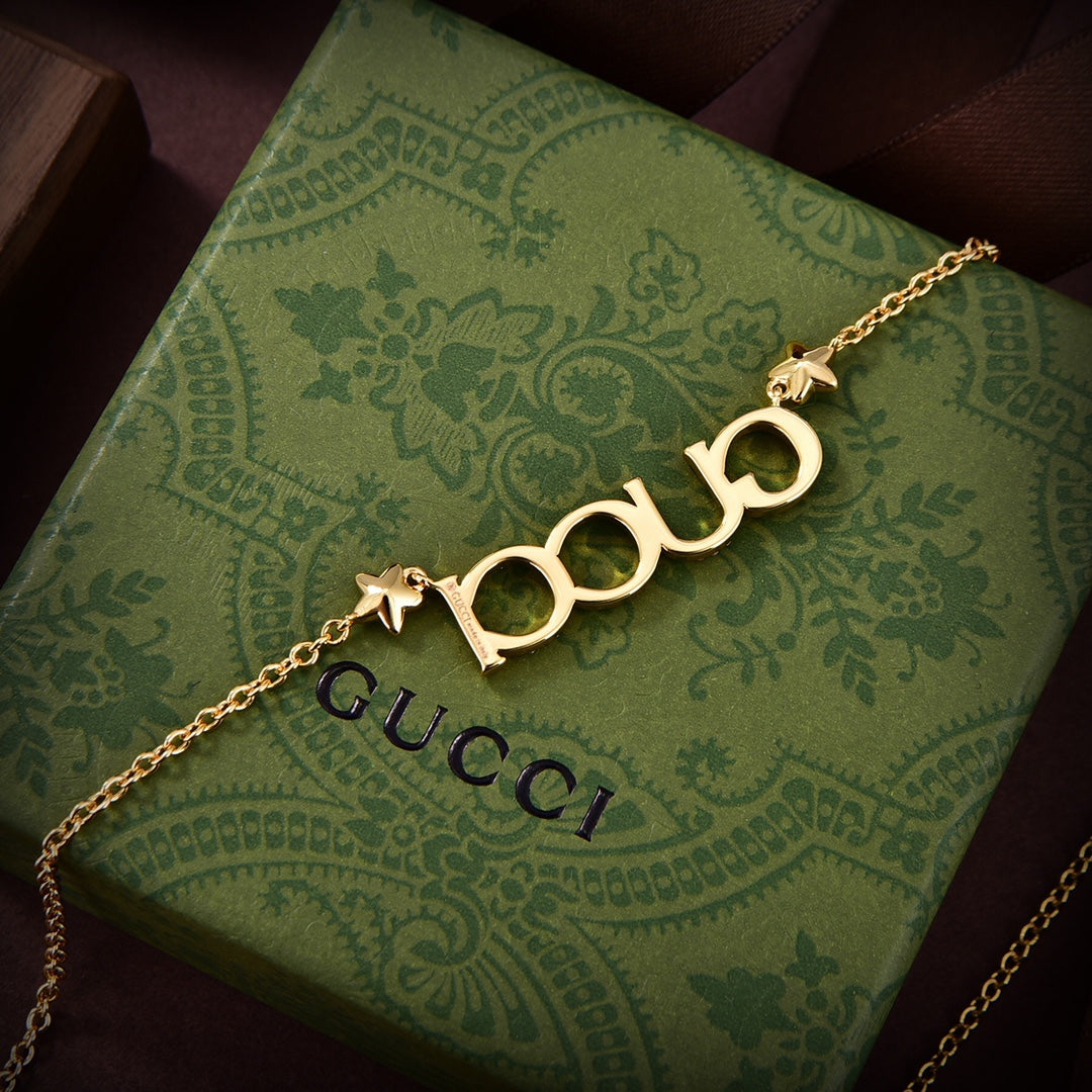18K GG Embellished Script Letter Bracelet