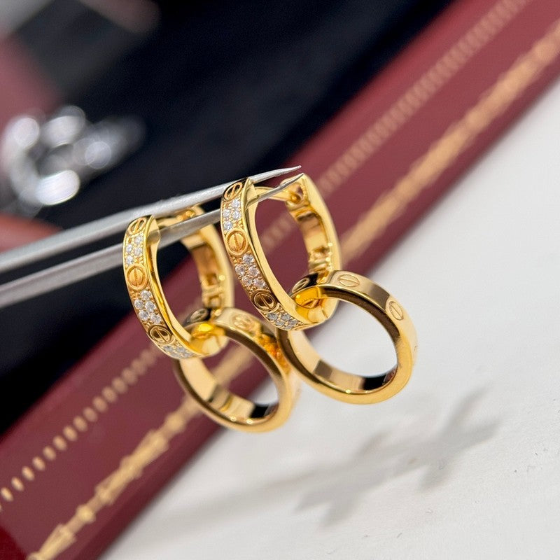 18K Love Pave Diamond Earrings
