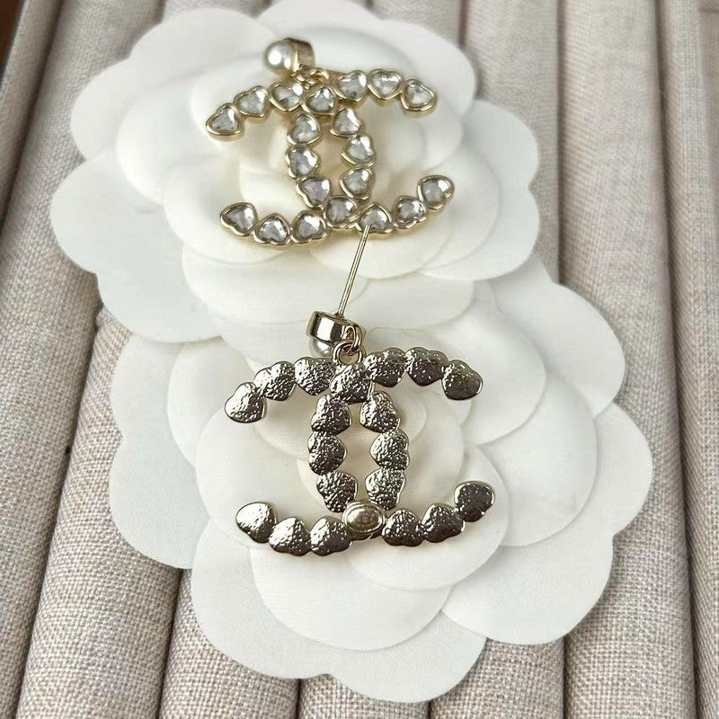 18K CC 25B Crystal Small Heart Earrings