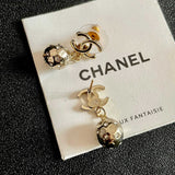 18K CC Diamond Ball Earrings