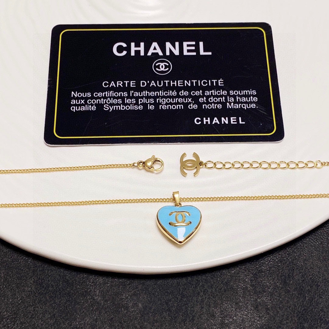 18K CC Blue Heart Necklace