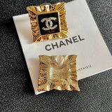18K CC Black Gold Earrings
