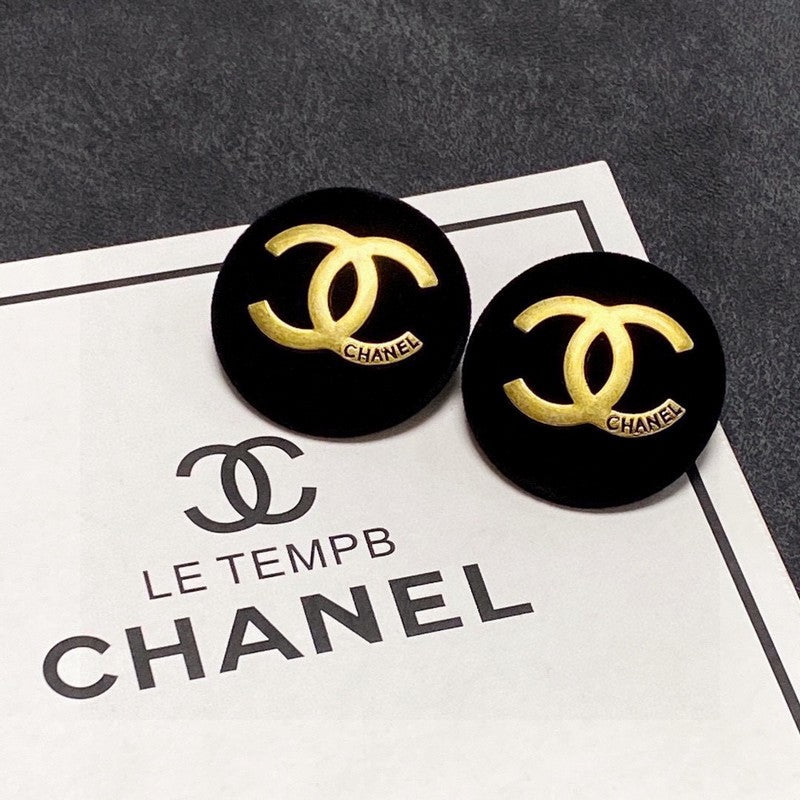 18K CC Black Yellow Gold Earrings