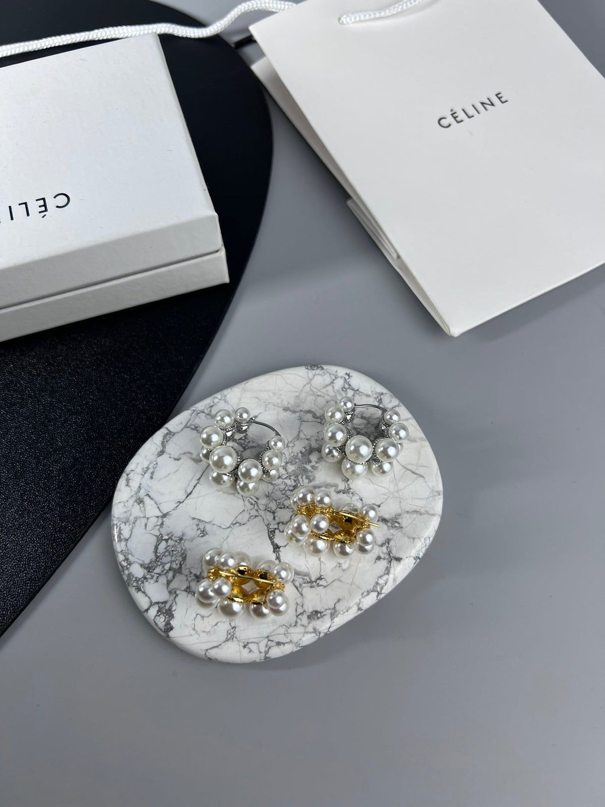 18K Triomphe Two-Rows Pearl Earrings