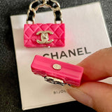 18K CC Color Bag Gold Earrings