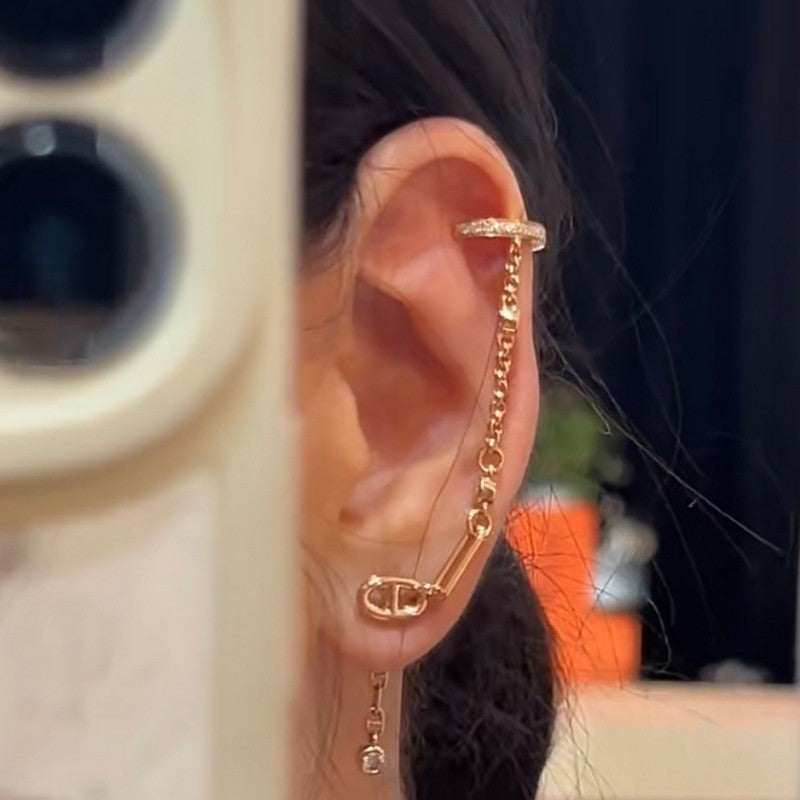 18K Chaine D'Ancre Rose Gold Diamond Earrings