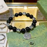 18K GG Anger Forest Black Bead Chain Bracelet