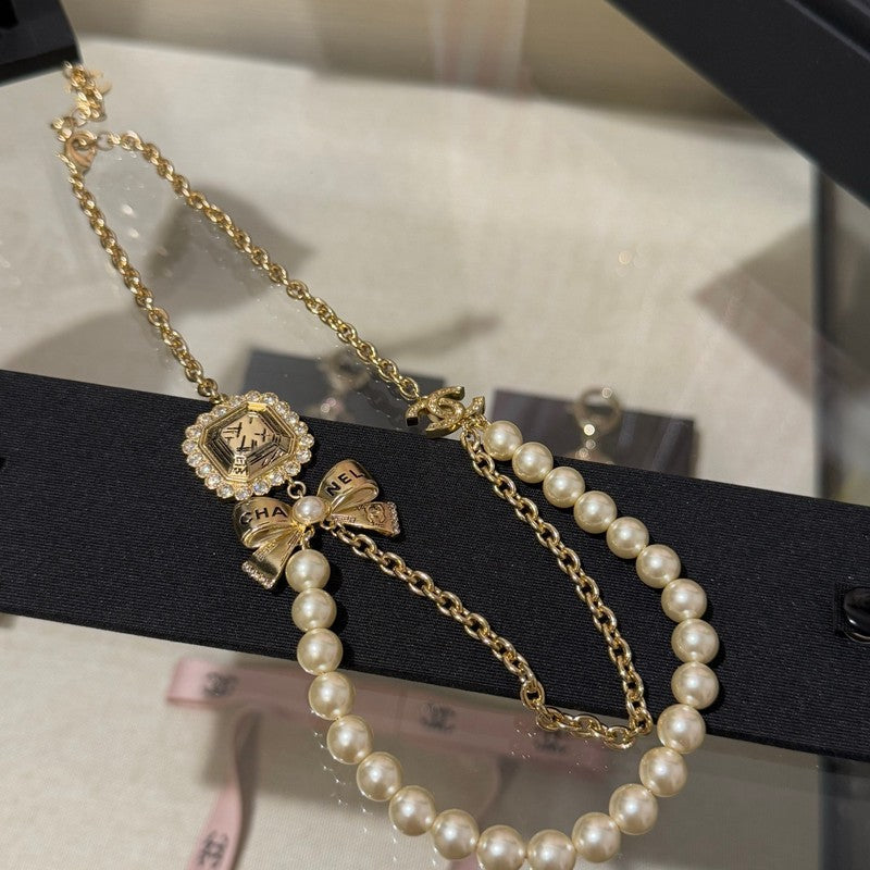 18K CC 25K Butterfly Pearl Necklace