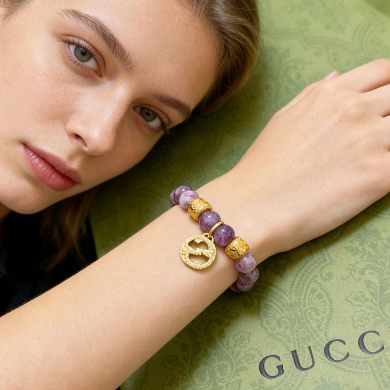 18K GG Anger Forest Violet Bead Chain Bracelet