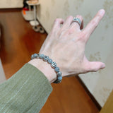 18K GG Anger Forest Grey Pearl Chain Bracelet