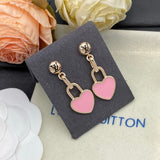 18K Louis Pink Heart Gold Earrings