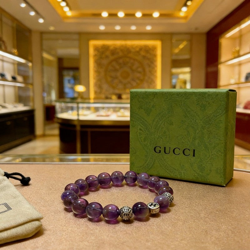 18K GG Anger Forest Purple Bead Chain Bracelet