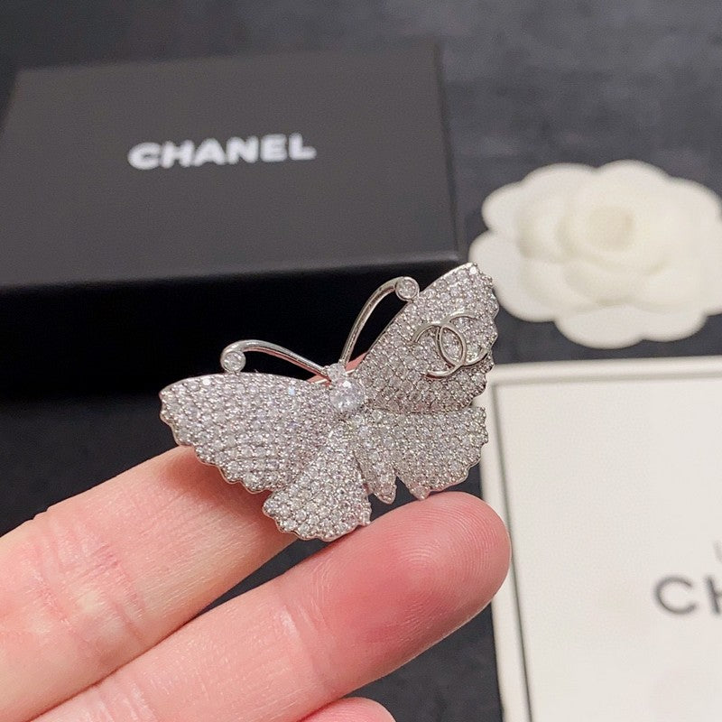 18K CC Full Diamond Butterfly Brooch