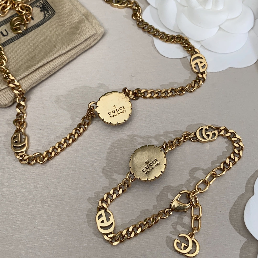 18K GG Interlocking G Pearl Chain Bracelet